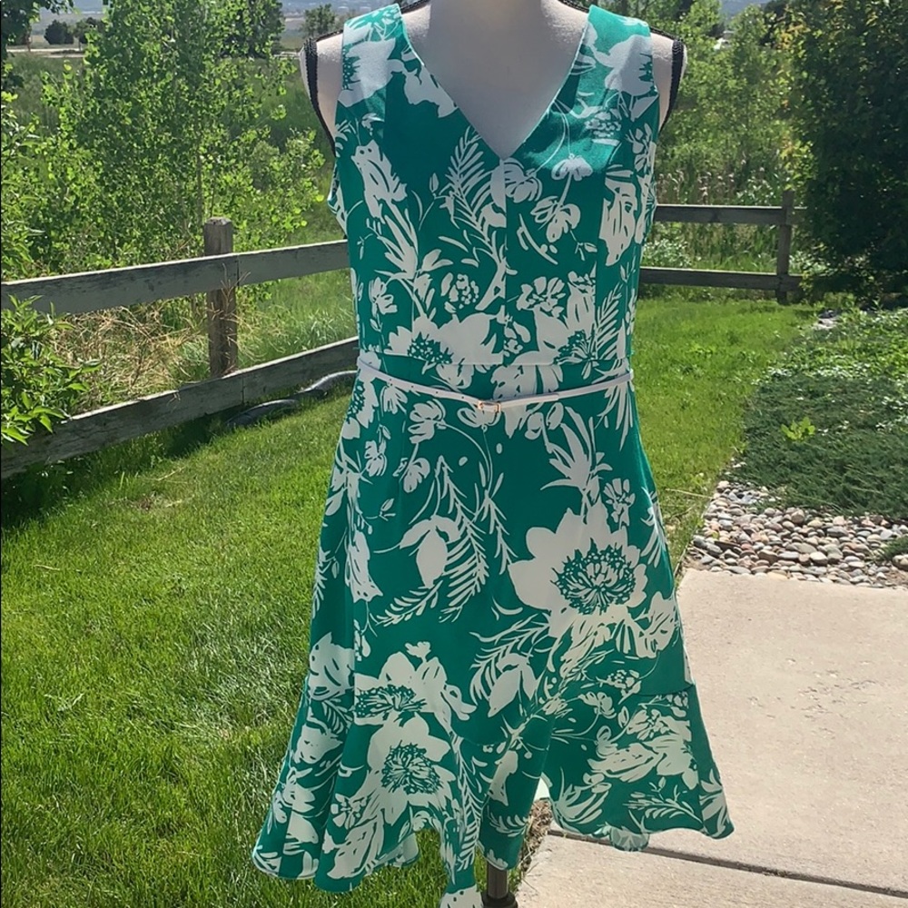 Dressbarn Kelly Green Patterned Dress